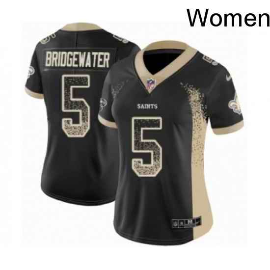 Womens Nike New Orleans Saints 5 Teddy Bridgewater Limited Black Rush Drift Fashion NFL Jersey